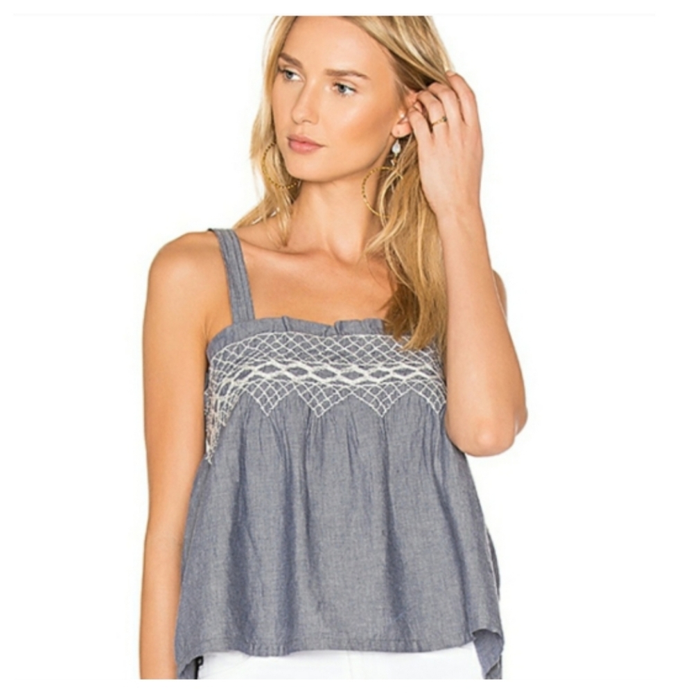 CURRENT/ELLIOTT Chambray Smocked Tank Sz M